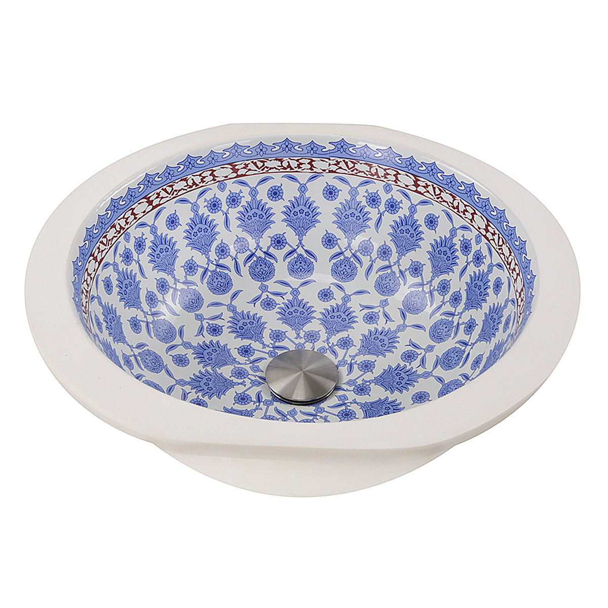 Nantucket Sinks Regatta 16" Fireclay Bathroom Sink, White/Blue/Red, RC78140M