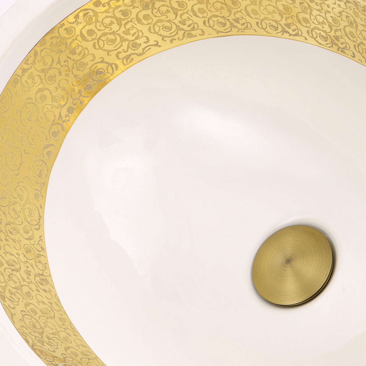 Nantucket Sinks Regatta 19" Fireclay Bathroom Sink, White/Gold, RC78340GRD