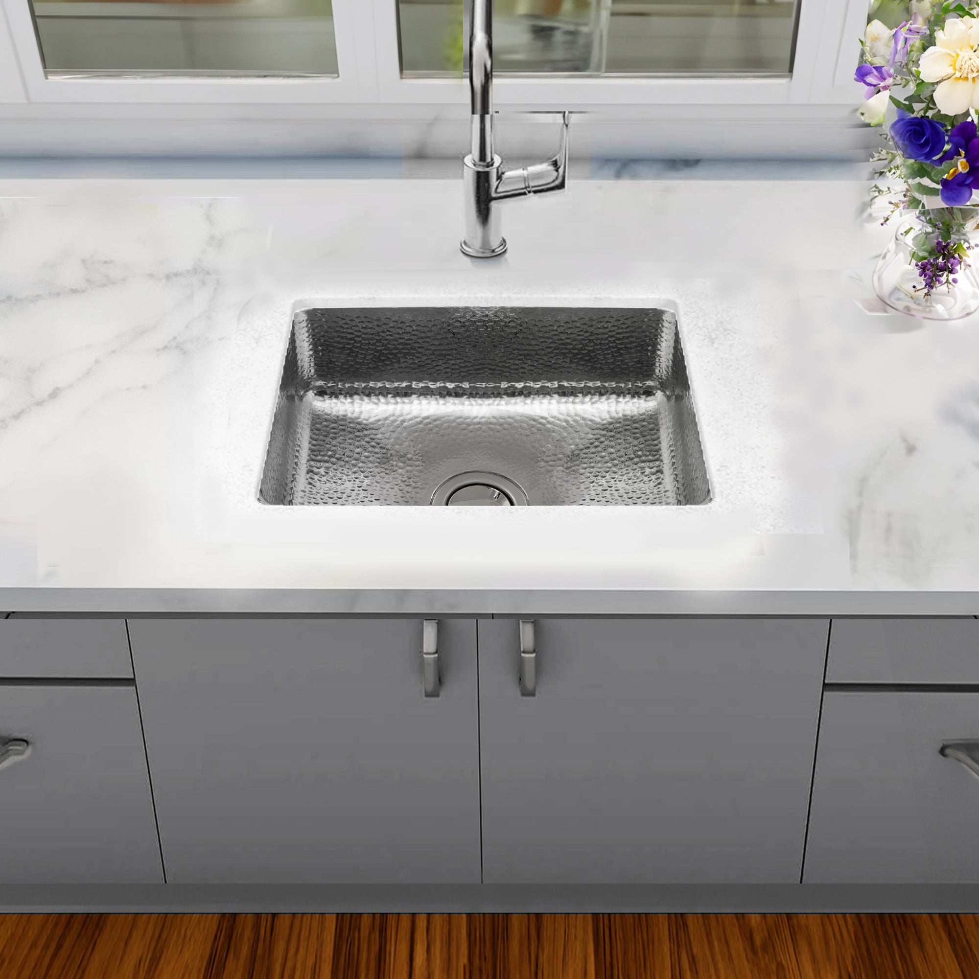 Nantucket Sinks Brightwork 20" Rectangular Stainless Steel Bar/Kitchen Sink with Accessories, 18 Gauge, RES2014