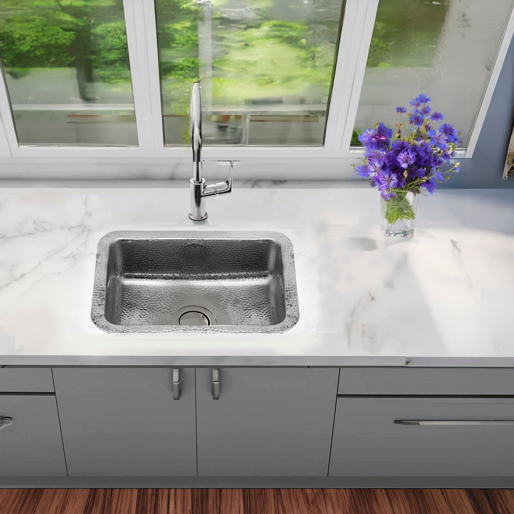 Nantucket Sinks Brightwork 20" Rectangular Stainless Steel Bar/Kitchen Sink with Accessories, 18 Gauge, RES2014