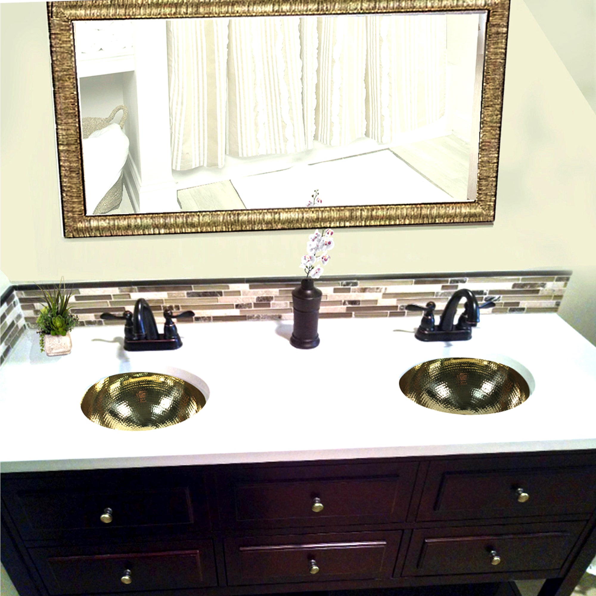 Nantucket Sinks Brightwork Home 13" Brass Bathroom Sink, ROB-OF