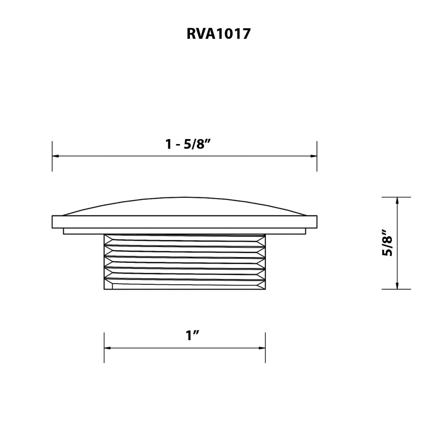 Dimensions Image for Ruvati Kitchen Sink Hole Plug - Stainless Steel, RVA1017