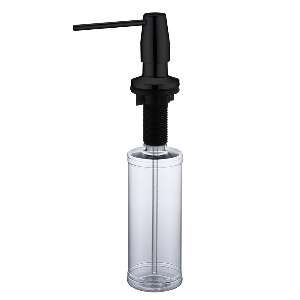 Ruvati Kitchen Faucet Soap dispenser All Metal in Matte Black Countertop Hand Lotion Pump with Refillable Bottle, Brass / Plastic, RVA1018MB