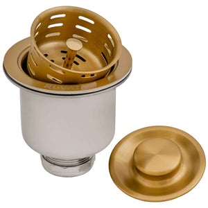 Alternate Image for Ruvati 3.5" Deep Basket Strainer Drain, All Metal, Brushed Gold Satin Brass, RVA1027GG