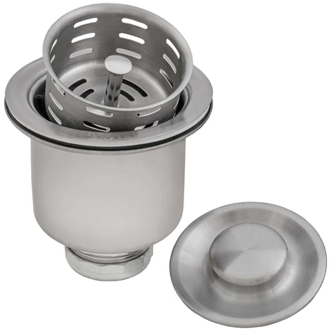 Main Image of Ruvati Deep Basket Strainer Drain for Kitchen Sinks all Metal with Stopper 3-1/2 inch, Stainless Steel, RVA1027ST