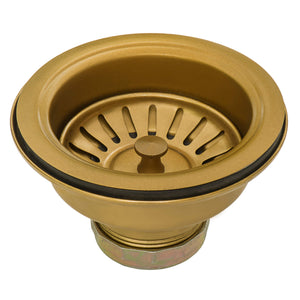 Alternate Image for Ruvati Matte Gold Satin Brass Basket Strainer Drain Assembly for Thick Fireclay Sinks, Stainless Steel, Satin Brass Matte Gold, RVA1039GG