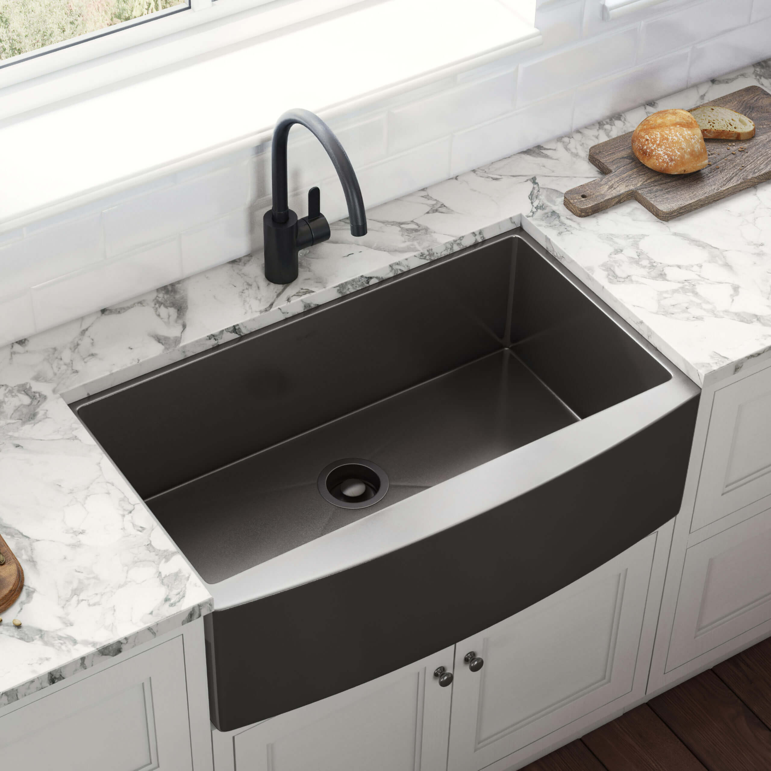 Alternative View of Ruvati Garbage Disposal Flange Drain for Kitchen Sinks - Gunmetal Black Stainless Steel, RVA1041BL