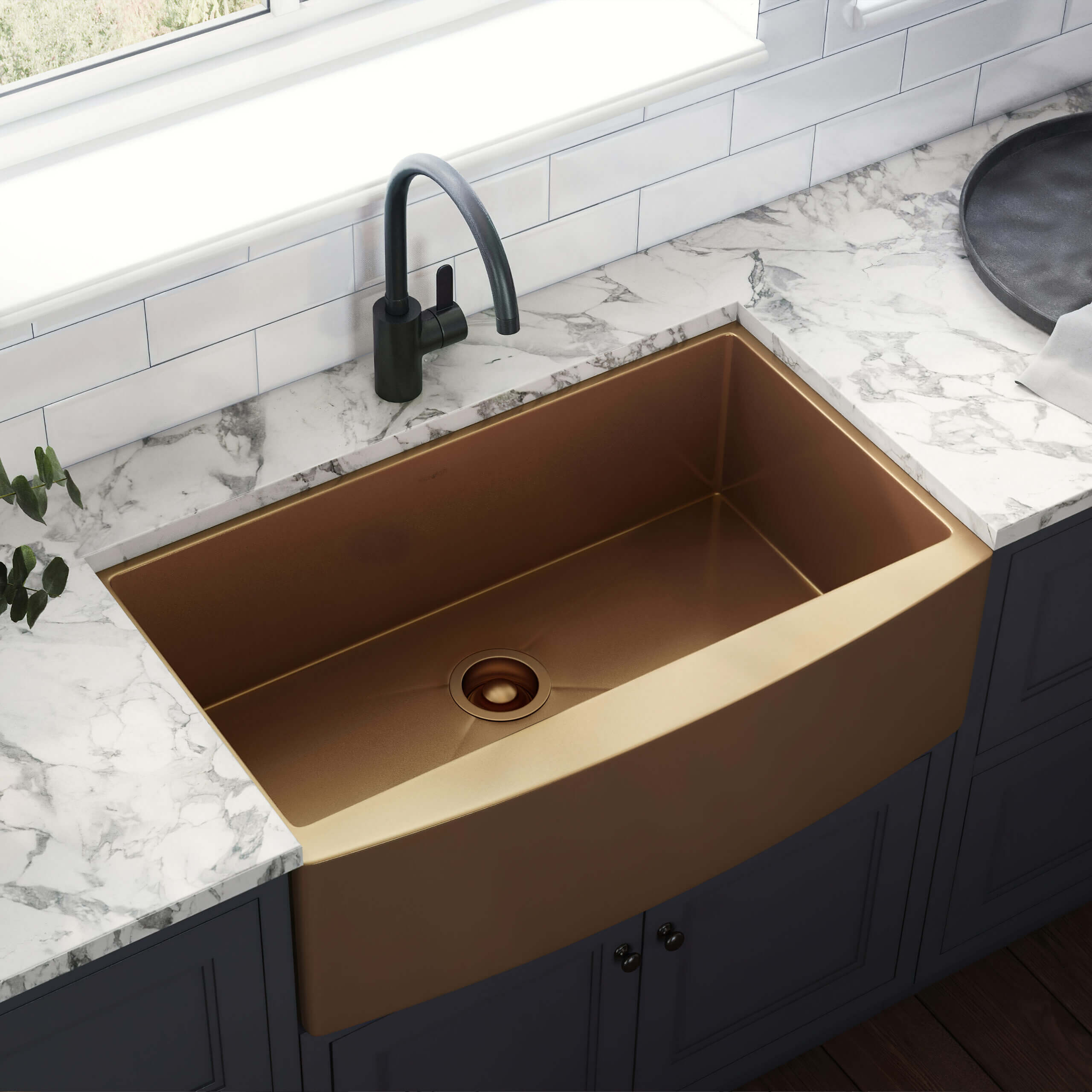 Alternative View of Ruvati Garbage Disposal Flange Drain for Kitchen Sinks - Copper Tone Stainless Steel, RVA1041CP