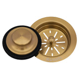 Ruvati Garbage Disposal Flange Drain with Basket Strainer Drain and Stopper, Brushed Gold Satin Brass, Stainless Steel, Brass Tone Matte Gold, RVA1042GG