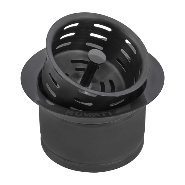 Main Image of Ruvati Extended Garbage Disposal Flange Drain with Deep Basket Strainer Drain - Gunmetal Black Stainless Steel, RVA1049BL