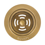 Alternative View of Ruvati Extended Garbage Disposal Flange Drain with Deep Basket Strainer Drain - Matte Gold Satin Brass, RVA1049GG