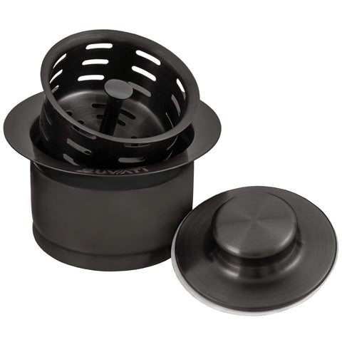 Main Image of Ruvati Kitchen Sink Extended Garbage Disposal Flange with Deep Basket and Stopper, Gunmetal Black Stainless Steel, RVA1052BL