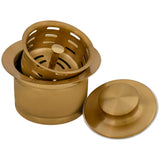 Ruvati Extended Garbage Disposal Flange Drain with Deep Basket and Stopper, Brushed Gold Satin Brass, Stainless Steel, Matte Gold Brass Tone, RVA1052GG