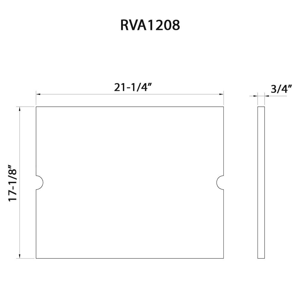 Dimensions Image for Ruvati 21 x 17 inch Solid Wood Replacement Cutting Board Sink Cover for RVH8308 workstation sink, RVA1208