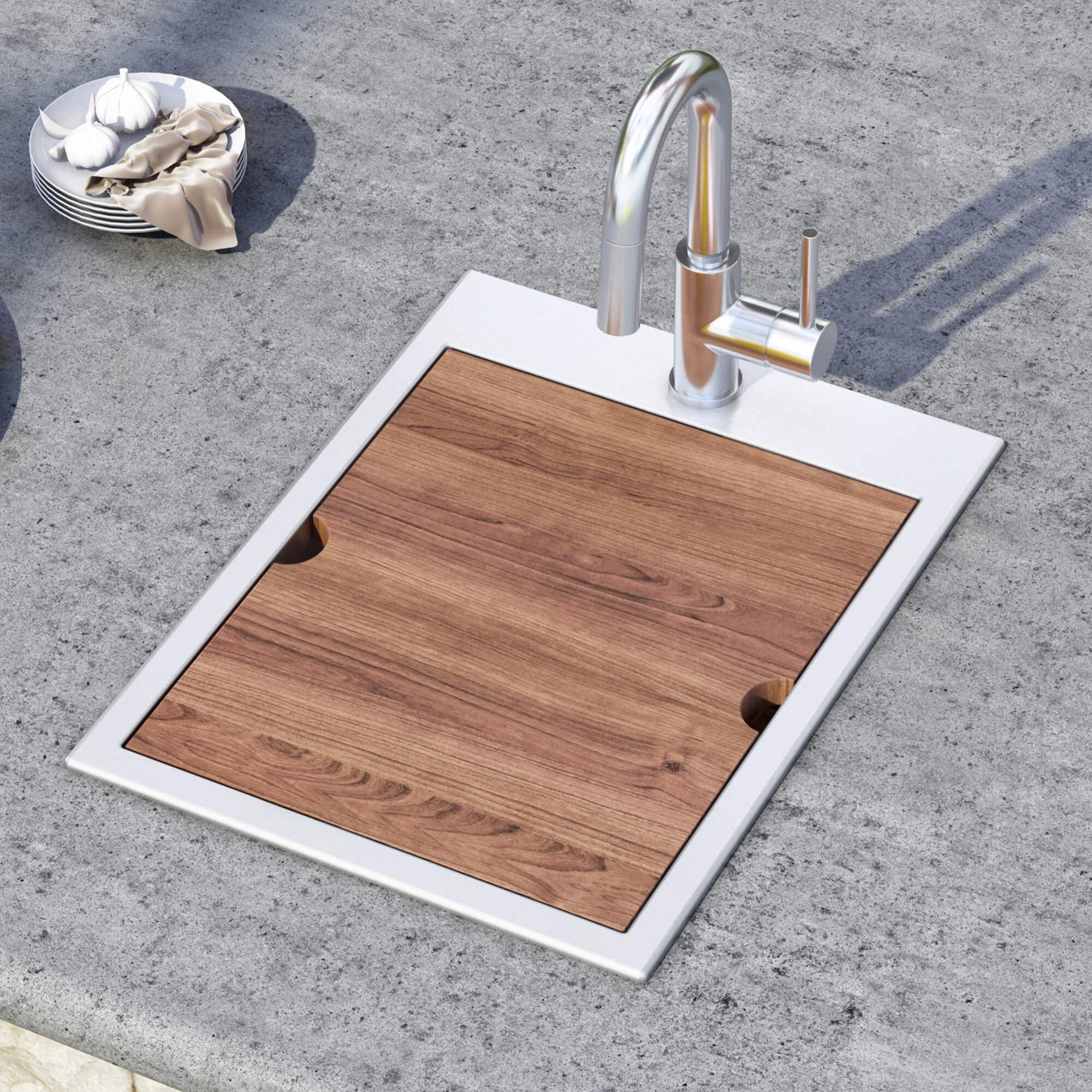 Alternative View of Ruvati 13 x 16 inch Solid Wood Replacement Cutting Board for RVH8210 and RVQ5210 workstation sinks, RVA1210