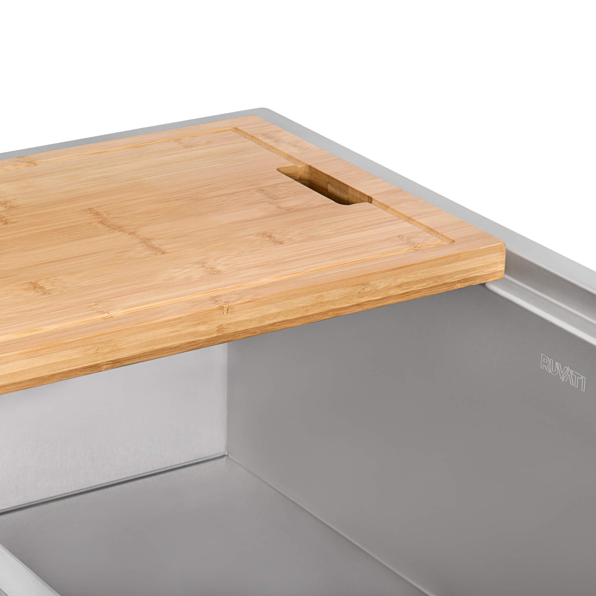 Alternative View of Ruvati 17 x 11 inch Bamboo Replacement Cutting Board for Ruvati Workstation Sinks, RVA1217BAM
