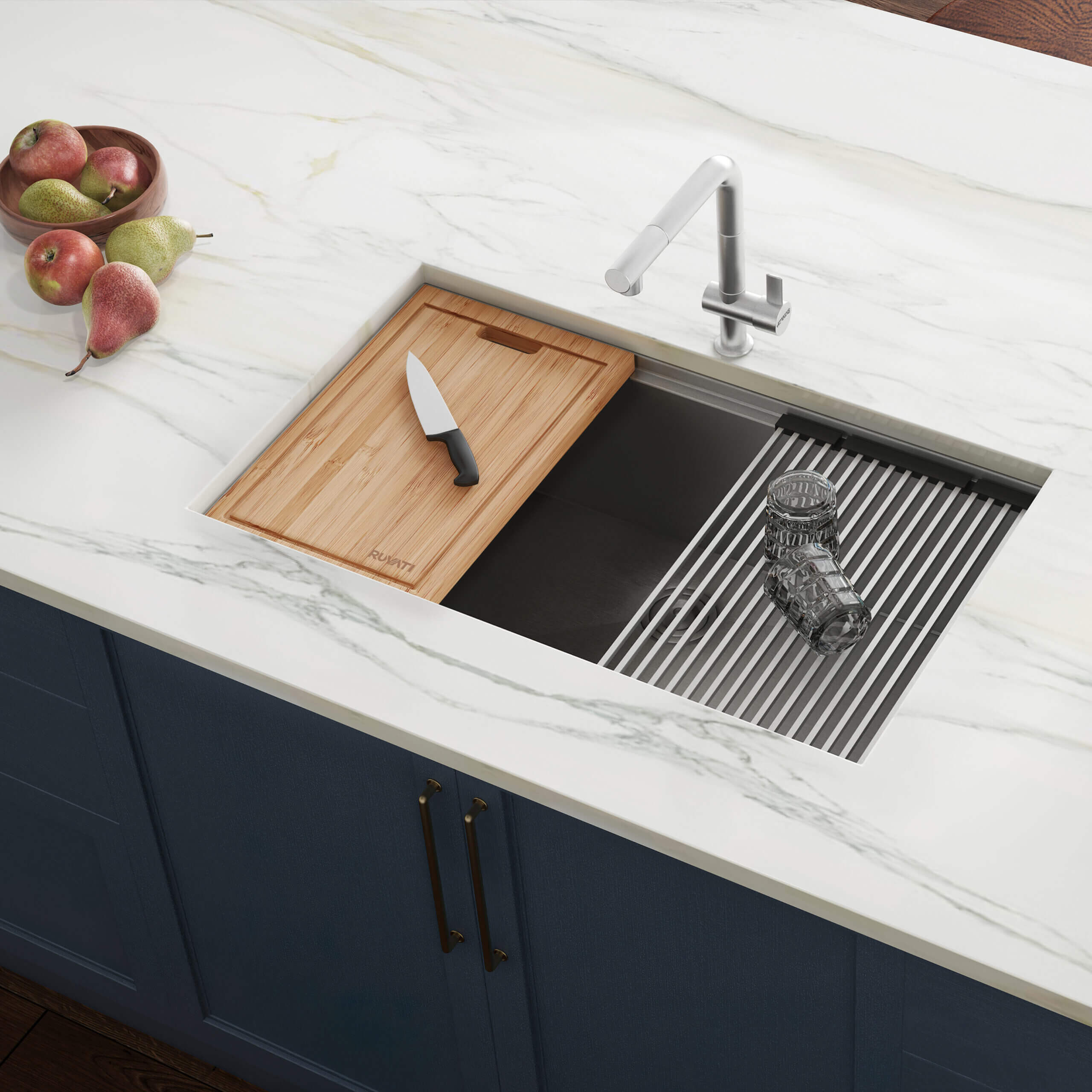 Alternative View of Ruvati 17 x 11 inch Bamboo Replacement Cutting Board for Ruvati Workstation Sinks, RVA1217BAM