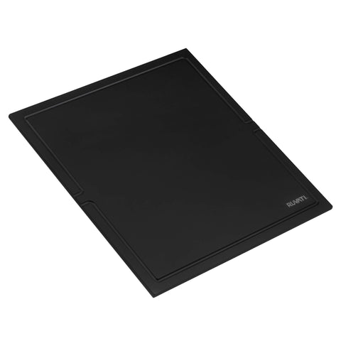 Ruvati LedgeFit 17 x 16 inch Black Composite Dual-Tier Cutting Board for Ruvati LedgeFit Workstation Sinks, Solid Composite, Matte Black, RVA1233BWC