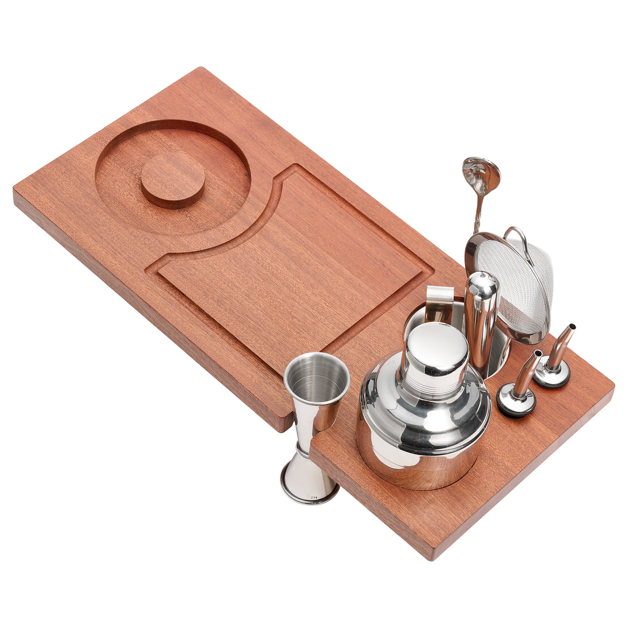 Ruvati LedgeFit Bartender's Board Mixology Drink Cocktail Shaker Workstation Sink Accessory Solid Wood, Stainless Steel / Wood, RVA1236MG Product Image