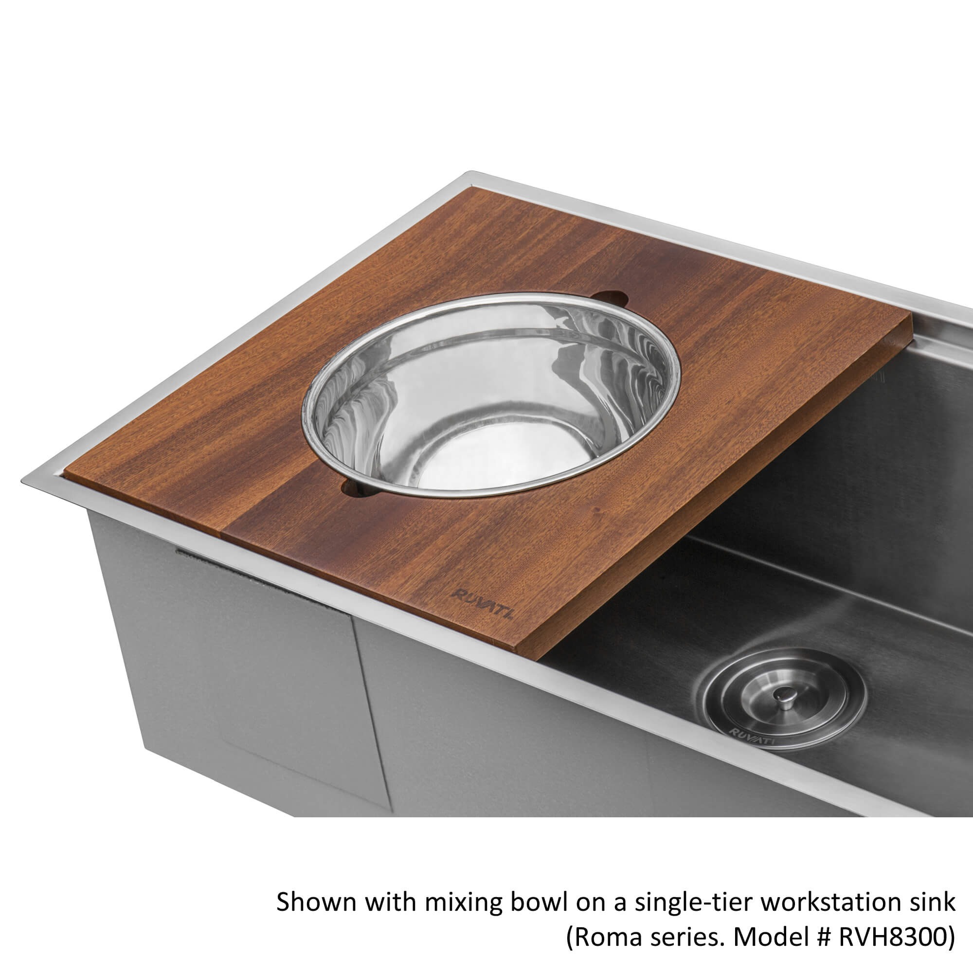 Alternative View of Ruvati 17 x 16 inch Dual-Tier Replacement Wood platform for Ruvati Workstation Mixing Bowl and Colander, RVA1244