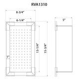 Dimensions for Ruvati replacement colander for RVH8210, RVH8221, RVH8222, RVH8333, RVQ5210 sink - Stainless Steel, RVA1310