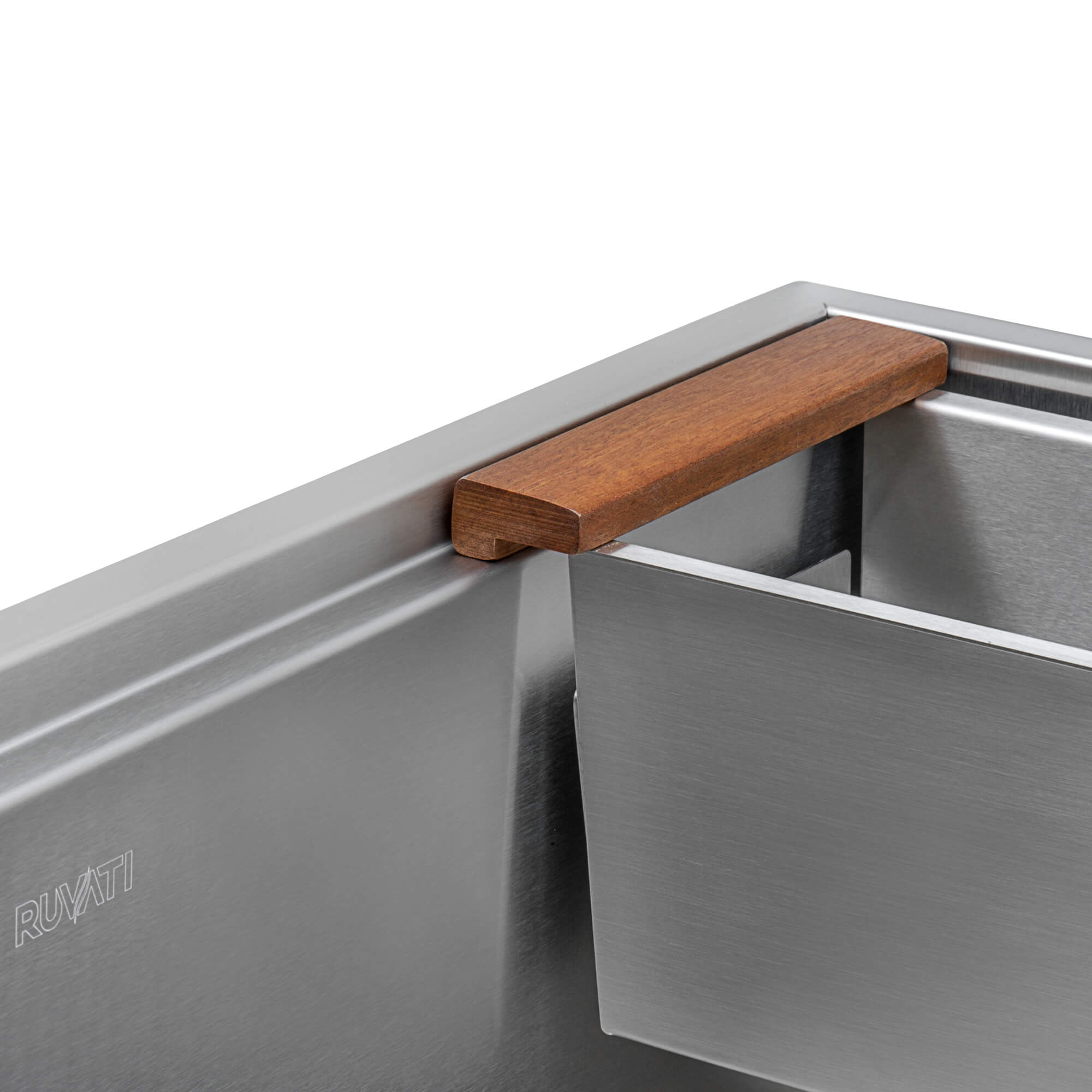 Alternative View of Ruvati Workstation Sink Replacement Colander 17 inch Stainless Steel with Wooden Handles, RVA1317
