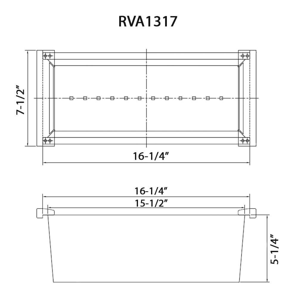Dimensions Image for Ruvati Workstation Sink Replacement Colander 17 inch Stainless Steel with Wooden Handles, RVA1317
