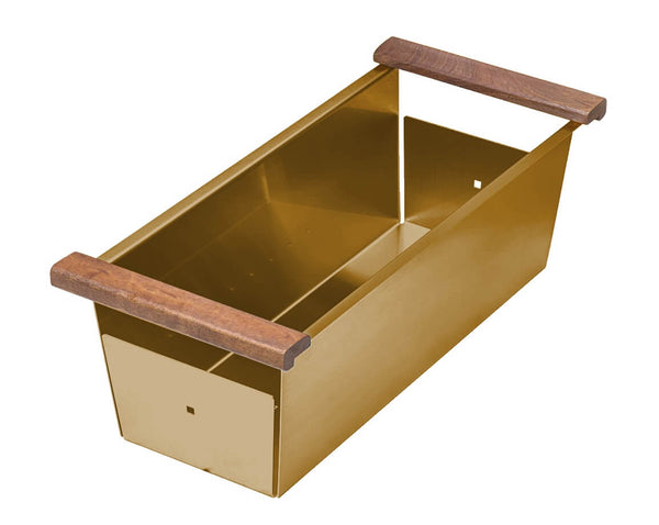 Ruvati LedgeFit Workstation Sink Replacement Colander 17 inch Gold Stainless Steel with Wooden Handles, 16, RVA1317GG