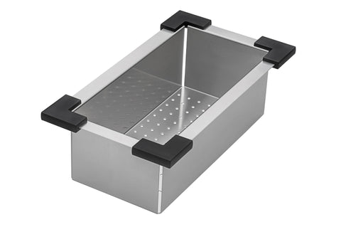 Main Image of Ruvati Workstation Sink Replacement Colander 17 inch Stainless Steel with Plastic Corners, RVA1327