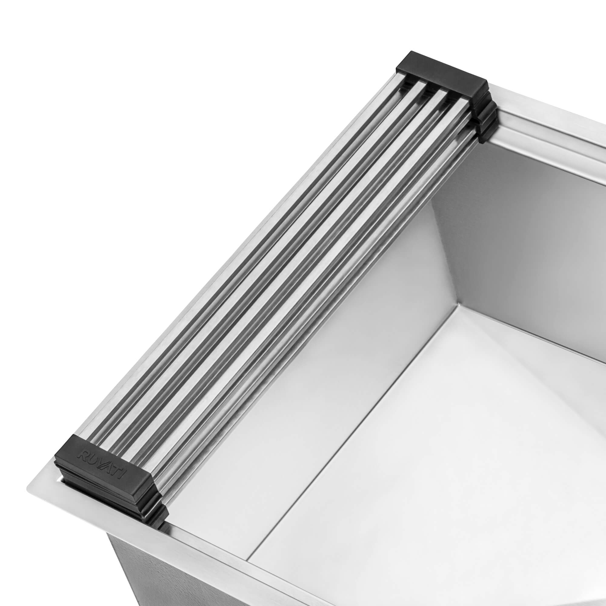 Alternative View of Ruvati Stainless Steel and Silicone Foldable Drying Rack for Workstation Sinks Dish Mat Trivet, RVA1395