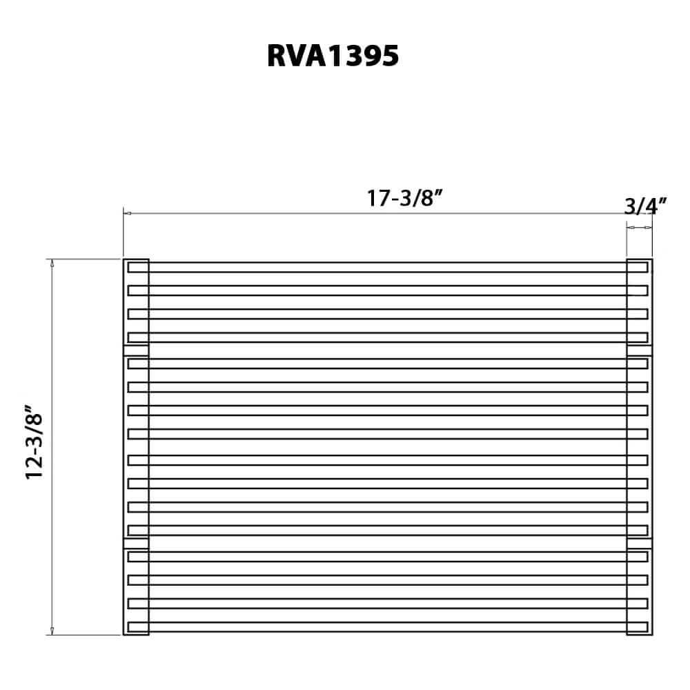 Dimensions Image for Ruvati Stainless Steel and Silicone Foldable Drying Rack for Workstation Sinks Dish Mat Trivet, RVA1395