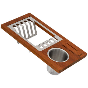 Alternate Image for Ruvati LedgeFit Wood Dish Plate and Silverware Caddy Drying Rack for Workstation Sinks, Wood / Stainless Steel, RVA1542