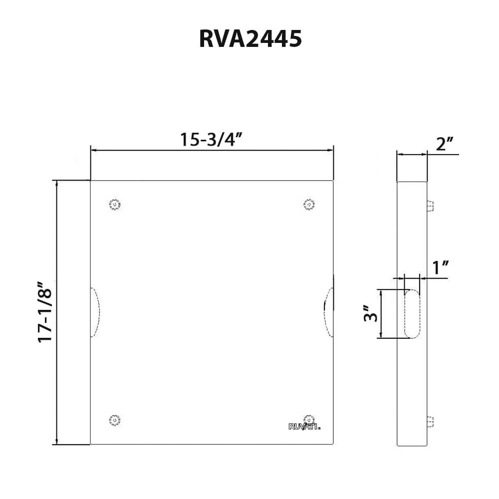 Dimensions Image for Ruvati 17 x 16 x 2 inch thick End-Grain French Oak Butcher Block Solid Wood Large Cutting Board, RVA2445OAK