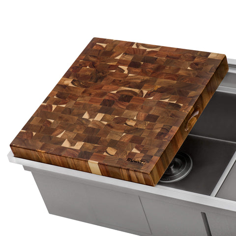 Main Image of Ruvati 17 x 16 x 2 inch thick End-Grain Acacia Butcher Block Solid Wood Large Cutting Board, RVA2445ACA