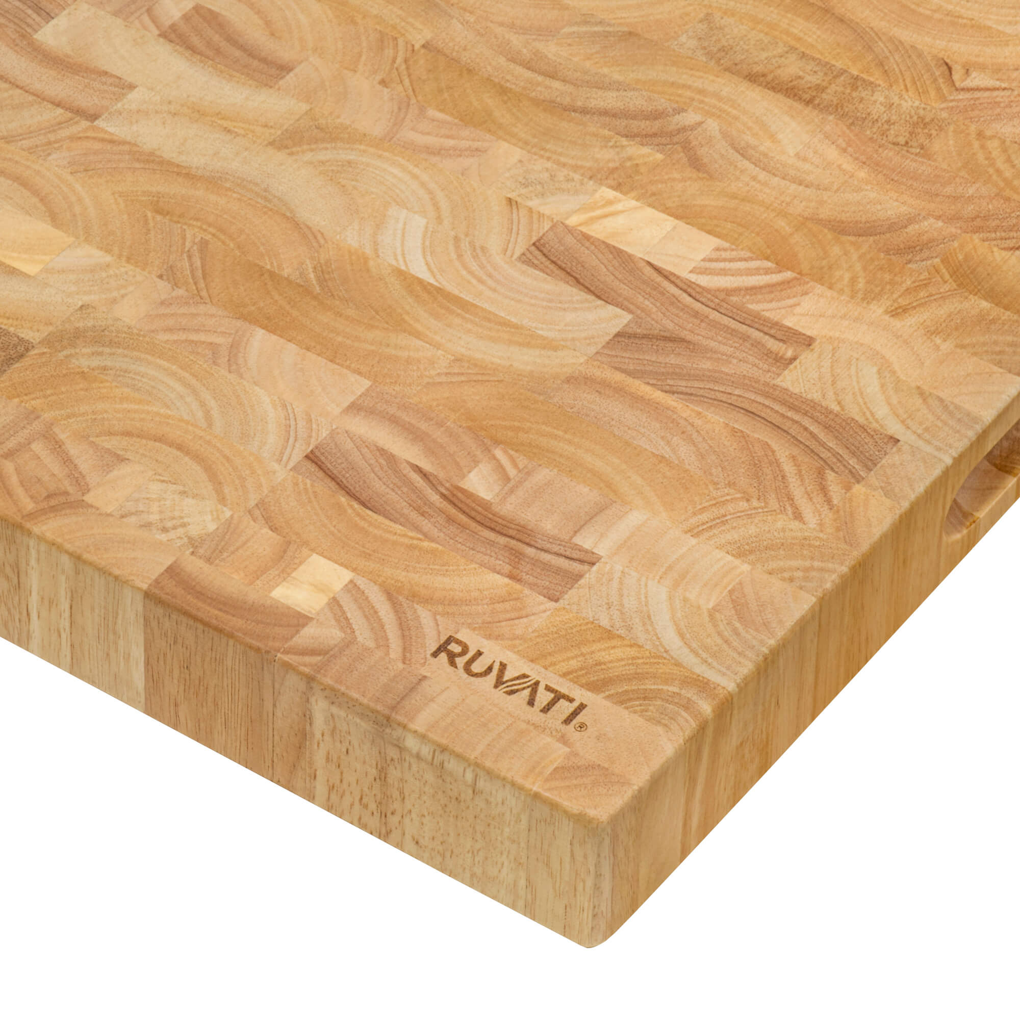Alternative View of Ruvati 17 x 16 x 2 inch thick End-Grain French Oak Butcher Block Solid Wood Large Cutting Board, RVA2445OAK