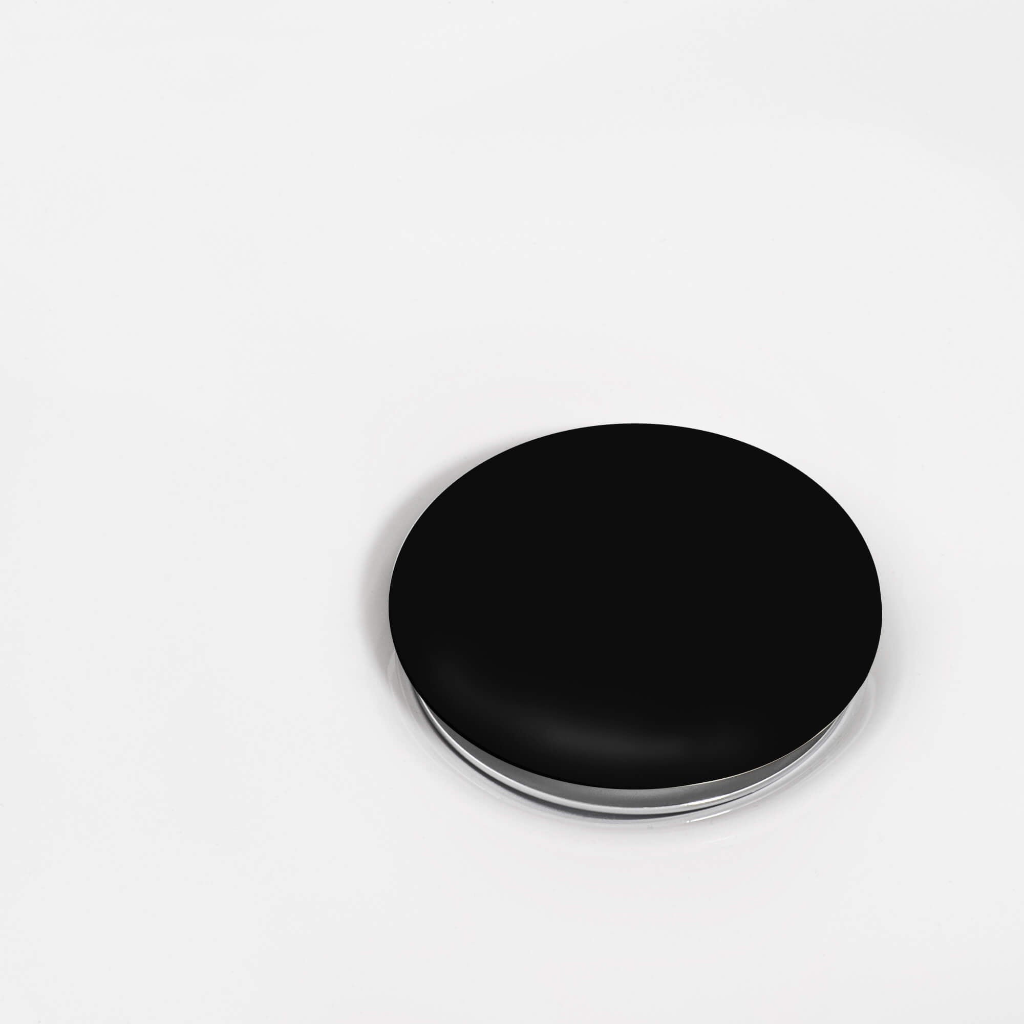 Ruvati Black Ceramic Top Push Pop-up Drain for Bathroom Sinks without Overflow- Brass, Glossy Black, RVA5102BK Product Image