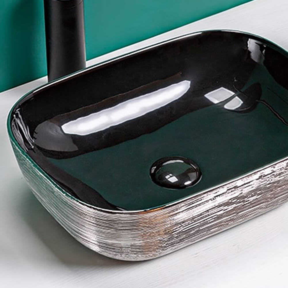 Ruvati Black Ceramic Top Push Pop-up Drain for Bathroom Sinks without Overflow- Brass, Glossy Black, RVA5102BK Product Image