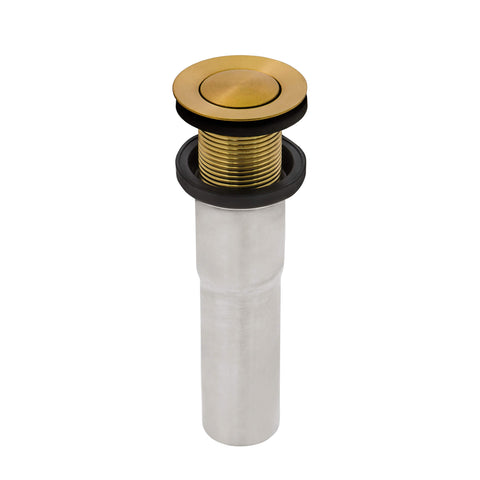 Main Image of Ruvati Push Pop-up Drain for Bathroom Sinks without Overflow - Satin Brass Matte Gold, RVA5103GG