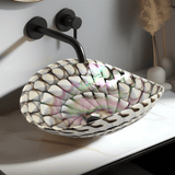 Main Image of Ruvati 19 inch Murano Glass Art Vessel Seashell Decorative Pattern Bathroom Sink, Nautilus Brown, RVB3022