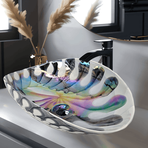 Alternate Image for Ruvati 19 inch Murano Glass Art Vessel Seashell Decorative Pattern Bathroom Sink, Spira Luxe Pearl White, RVB3031