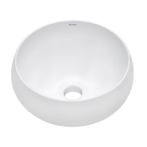 Main Image of Ruvati Vista 12" Round Vessel Porcelain Above Counter Bathroom Sink, White, RVB0312