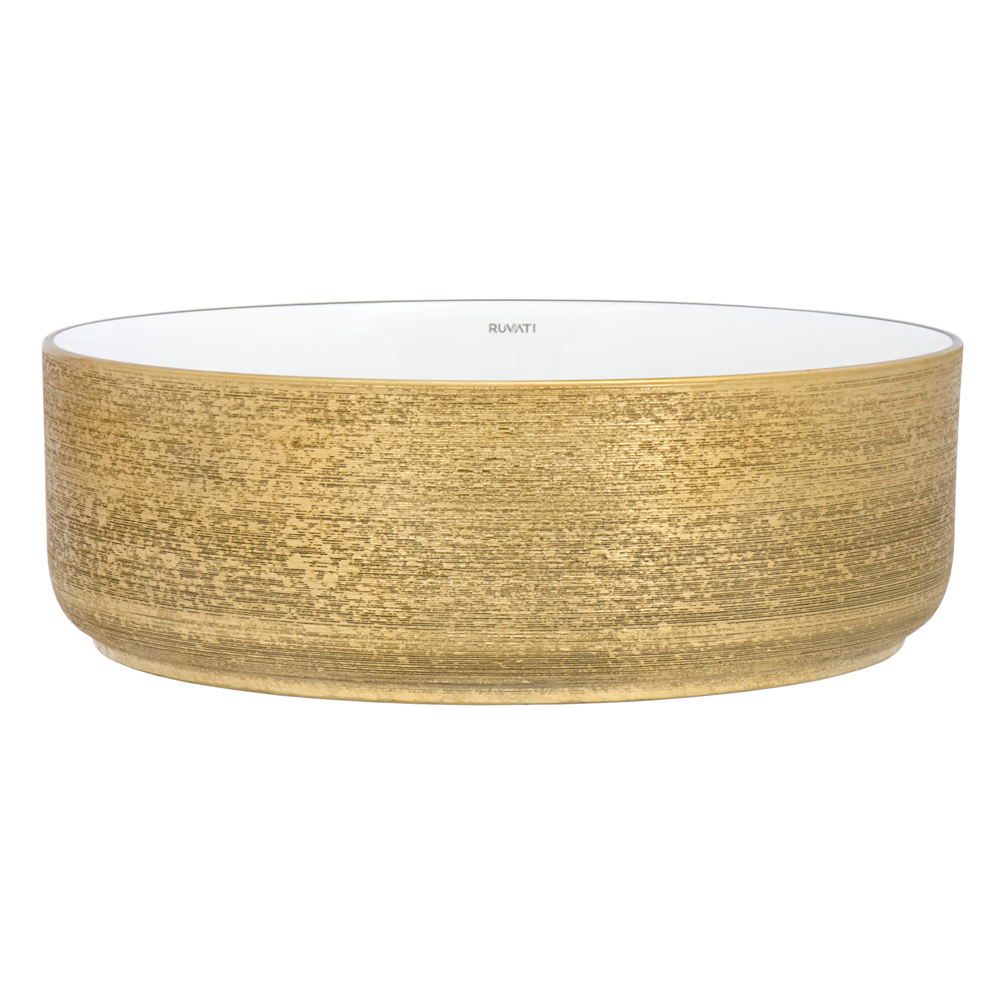 Alternative View of Ruvati Pietra 14" Decorative Rectangle Vessel Porcelain Above Vanity Counter Bathroom Sink, Gold / White, RVB0314WG
