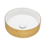 Alternative View of Ruvati Pietra 14" Decorative Rectangle Vessel Porcelain Above Vanity Counter Bathroom Sink, Gold / White, RVB0314WG
