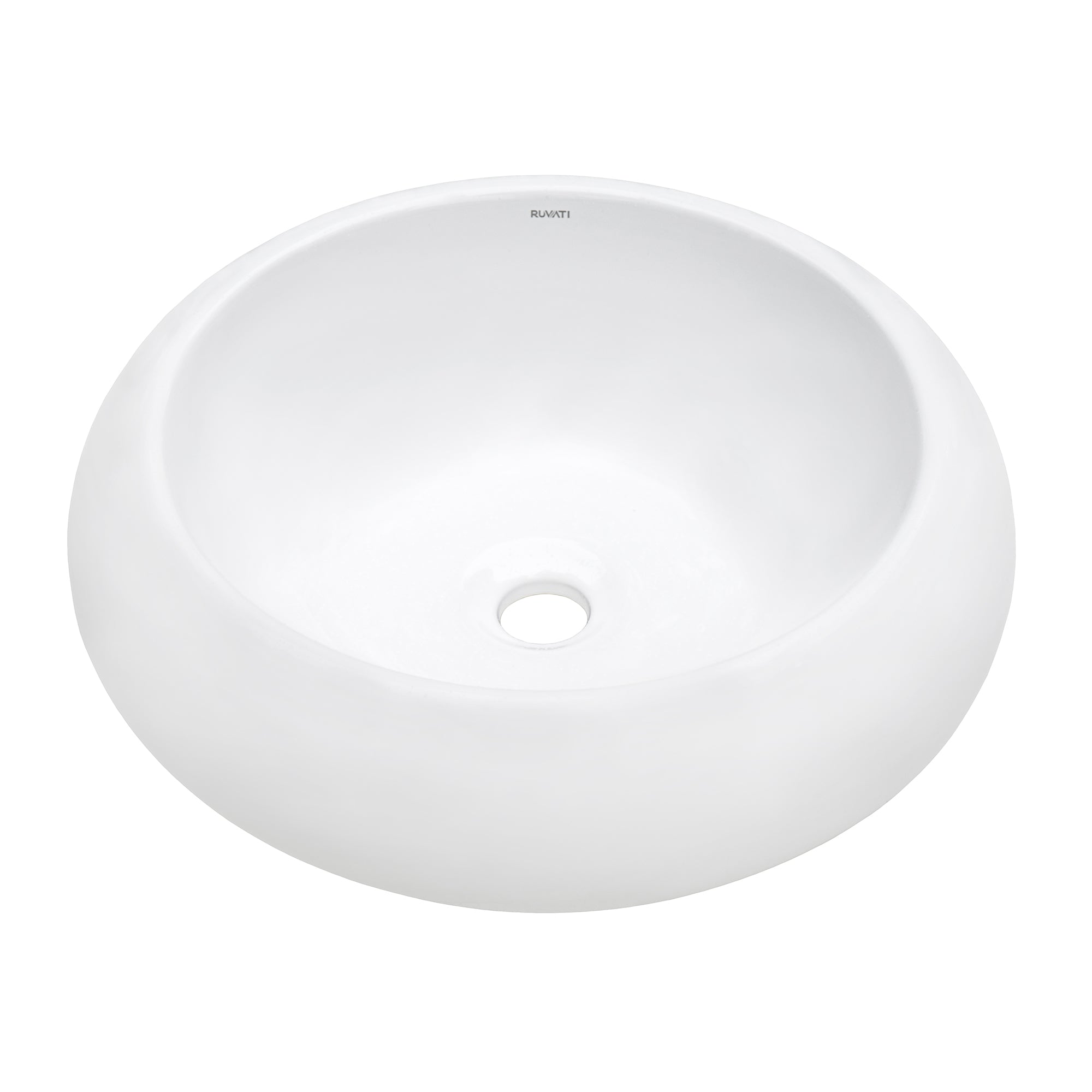 Alternative View of Ruvati Vista 18" Round Vessel Porcelain Above Vanity Counter Bathroom Sink, White, RVB0318