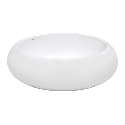 Main Image of Ruvati Vista 18" Round Vessel Porcelain Above Vanity Counter Bathroom Sink, White, RVB0318