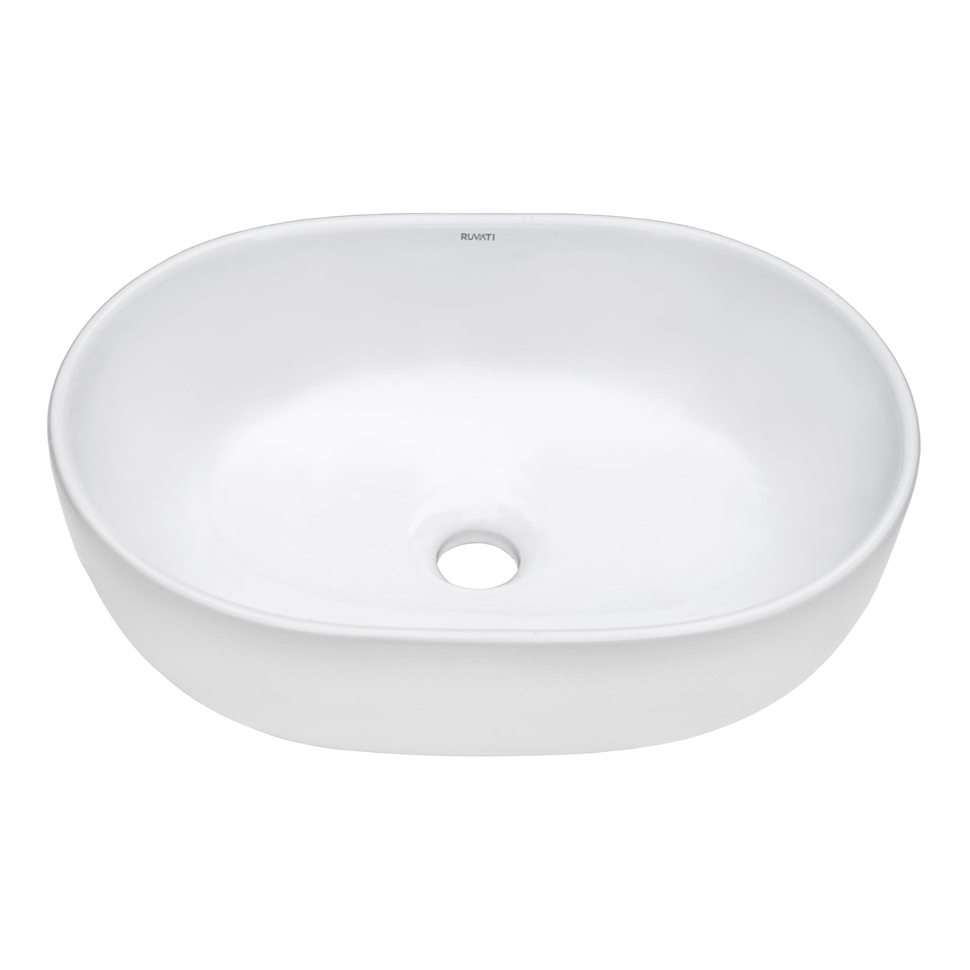 Alternative View of Ruvati Vista 19" Oval Vessel Porcelain Above Counter Bathroom Sink, White, RVB0419