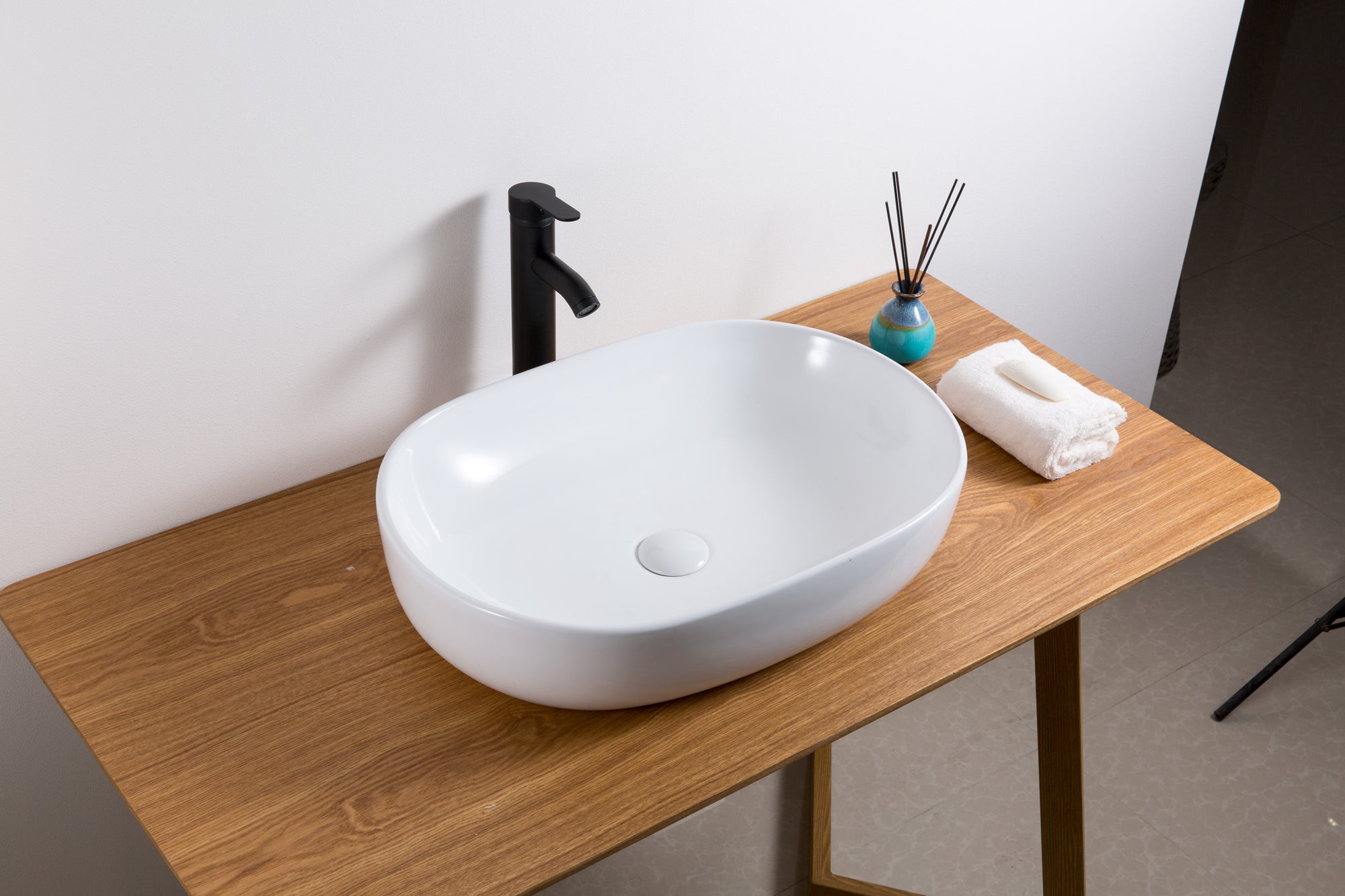 Alternative View of Ruvati Vista 24" Oval Vessel Porcelain Above Vanity Counter Bathroom Sink, White, RVB0424