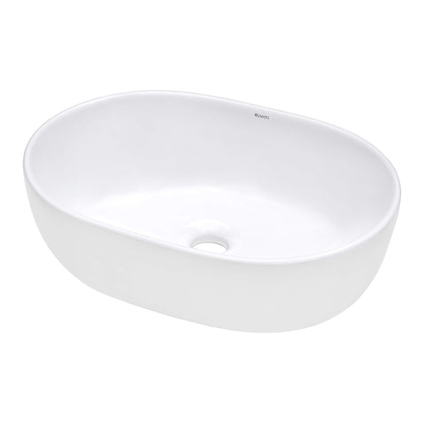 Main Image of Ruvati Vista 24" Oval Vessel Porcelain Above Vanity Counter Bathroom Sink, White, RVB0424