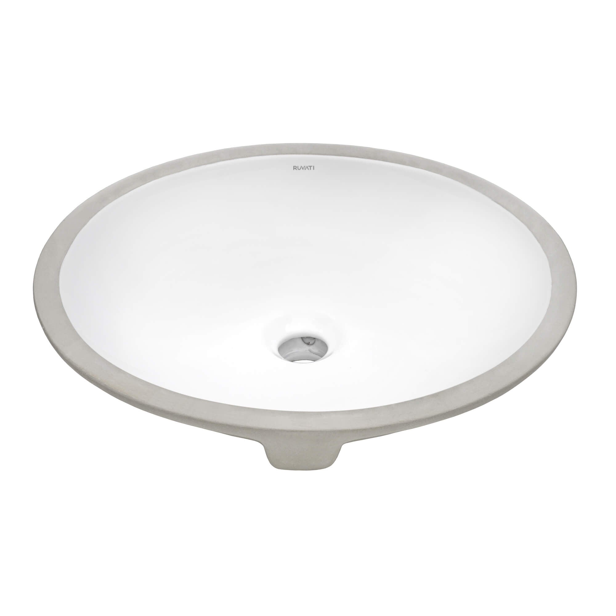 Alternative View of Ruvati Krona 17" Oval Undermount Porcelain Bathroom Vanity Sink with Overflow, White, RVB0616