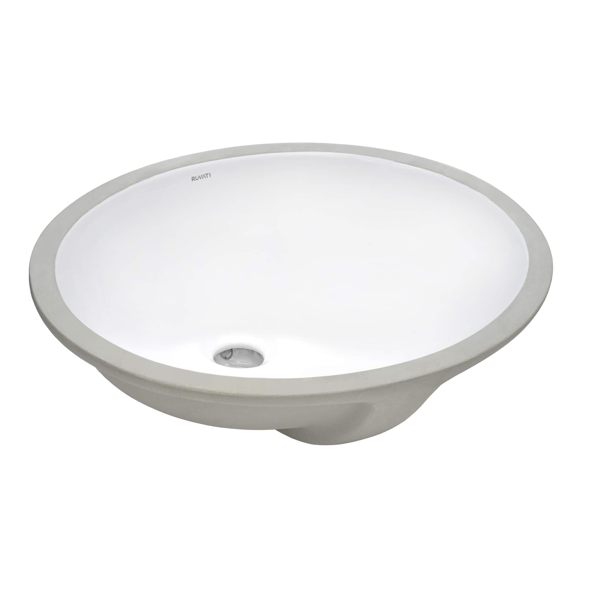 Alternative View of Ruvati Krona 17" Oval Undermount Porcelain Bathroom Vanity Sink with Overflow, White, RVB0616